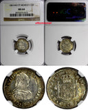 Mexico Charles IV Silver 1801 Mo-FT 1/2 Real NGC MS64 Nice Toned KM# 72