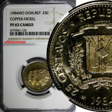 DOMINICAN REPUBLIC PROOF 1984 MO 25 Centavos NGC PF65 CAMEO TOP GRADED KM# 61.1