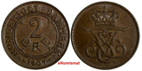 Denmark Frederik VIII Bronze 1907 VBP GJ 2 Ore Ch UNC  KM# 805