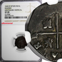 SPAIN Silver 1643 MDB 1 Real Madrid NGC XF40 (2,69) TOP GRADED RARE Cal# 1003