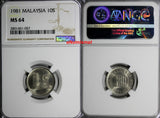 Malaysia Copper-Nickel 1981  10 Sen NGC MS64  KM# 3