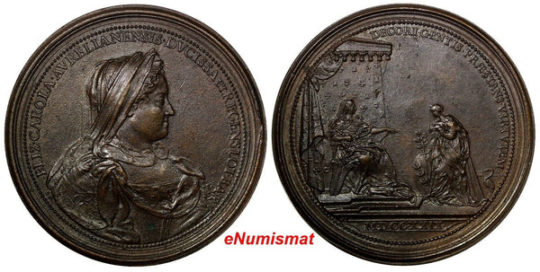 FRANCE Lorraine Copper 1729 Medal Elisabeth Charlotte of Orleans 64,15 g.56mm