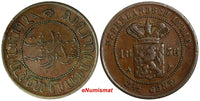 Netherlands East Indies (Indonesia) Copper 1856 2 1/2 Cents SCARCE KM# 308