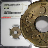 Palestine British Mandate Copper-Nickel 1927 5 Mils NGC MS63 1st YEAR TYPE KM# 3