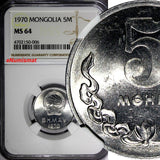 MONGOLIA Aluminum 1970 5 Mongo NGC MS64 KM# 29