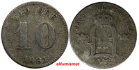 Sweden Oscar II Silver 1881 EB 10 Ore SCARCE KM# 755 (10 083)