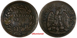 Mexico SECOND REPUBLIC Copper  1888/7 Mo 1 Centavo OVERDATE KM# 391.6