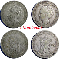 Netherlands Wilhelmina I Silver LOT OF 2 COINS 1923 1 Gulden 28mm KM# 161.1