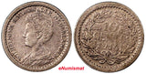 Netherlands Wilhelmina I  Silver 1914 10 Cents Toned  KM# 145