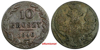 Poland Nicholas I Silver 1840 MW 10 Groszy Warszawa mint  VF Condition C# 113a