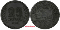 Netherlands Wilhelmina I Zinc 1943 25 Cents WWII Issue BETTER DATE KM# 174