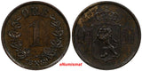 Norway Oscar II Bronze 1889 1 Ore XF Condition Norwegian Lion KM# 352