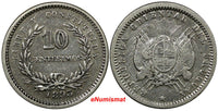 Uruguay Silver 1893 No m/m 10 Centesimos RARE KM# 14