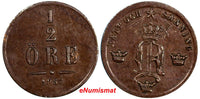 Sweden Oscar I Bronze 1857 1/2 Ore KM# 686