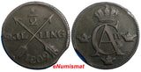 Sweden Gustaf IV Adolf Copper 1809 1/2 Skilling 30.5mm KM# 565