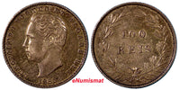 Portugal Luiz I Silver 1886 100 Reis Choice XF Nice Toned Mintage-750,00 KM# 510