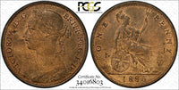 Great Britain Victoria Bronze 1886 1 Penny PCGS MS63 RB Light Toned KM# 755