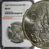 New Zealand Elizabeth II 1967 50 Cents NGC MS65 1st YEAR TYPE KM# 37.1