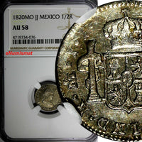 Mexico SPANISH COLONY Fernando VII Silver 1820 Mo JJ 1/2 Real NGC AU58 KM#74