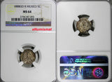 Mexico Silver 1888  Go R  5 Centavos  BU NGC MS64 Mintage-320,000 KM# 398.5