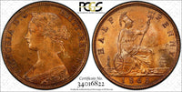 Great Britain Victoria 1863 1/2 Penny PCGS MS63 RB NICE RED TONED KM# 748.2