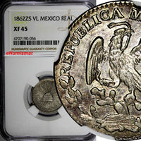 Mexico FIRST REPUBLIC 1862 Zs VL 1 Real NGC XF45 Zacatecas BETTER DATE KM#372.10