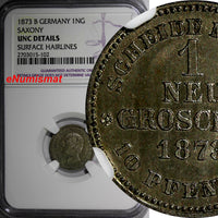 Germany SAXONY-ALBERTINE 1873-B Neu-Groschen NGC UNC DETAILS  KM# 1221 (102)