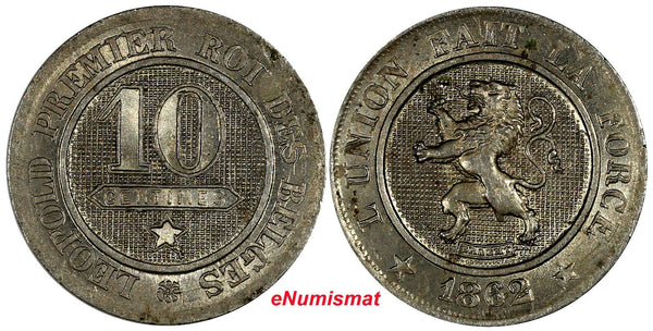 Belgium Leopold I 1862/61 10 Centimes OVERDATE BETTER DATE KM# 22 (10 397)