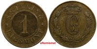 Denmark Christian IX Bronze 1872 1 Skilling Rigsmont  VF Condit KM# 774