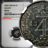 Great Britain Victoria Silver 1868 4 Pence NGC MS62 MAUNDY Mintage-4,158 KM#732