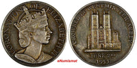 GREAT BRITAIN Silver 1953 ELIZABETH II 25th Anniversary WESTMINSTER ABBEY 28mm