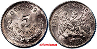 Mexico Silver 1886 Go R 5 Centavos Unc Details High Grade Mintage-230,00 KM398.5
