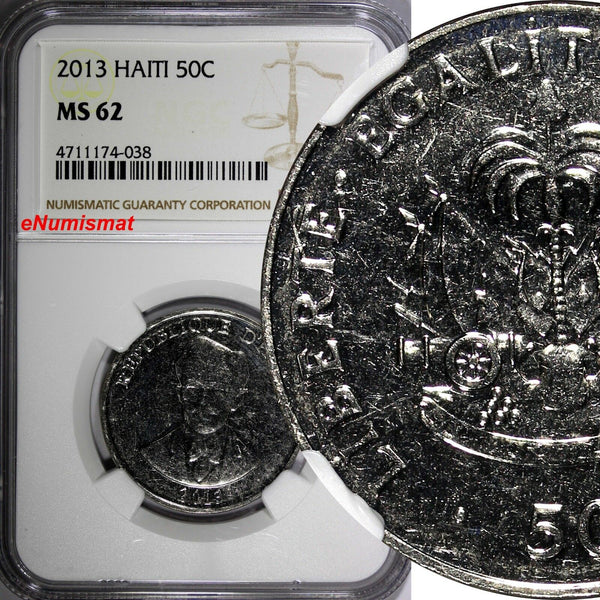 Haiti 2013 50 Centimes NGC MS62 Charlemagne Peralte  KM# 153a