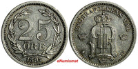 Sweden Oscar II Silver 1897 EB 25 Ore Large letters KM# 739