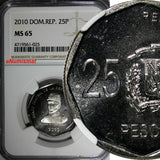 DOMINICAN REPUBLIC 2010 25 Pesos NGC MS65 Gregorio Luperón KM# 107