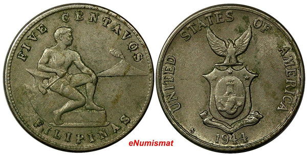 Philippines U.S. Administration Copper-Nickel 1944 S 5 Centavos KM# 180a