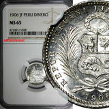 Peru Silver 1906 JF 1 Dinero NGC MS65 Mintage-826,000 Liberty  KM# 204.2