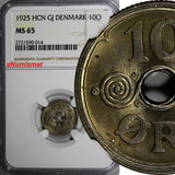DENMARK Christian X 1925 HCN; GJ 10 Øre NGC MS65 TOP GRADED KM# 822.1