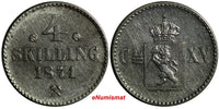 NORWAY Carl XV Silver 1871 4 Skilling 1 YEAR TYPE Mintage-559,000 UNC KM# 337