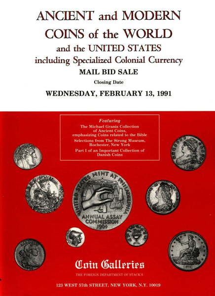 STACK'S COIN GALLERIES,ANCIENT,WORLD AND US COINS & COLONIAL CURRENCY,FEB13,1991