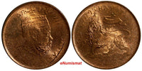 Ethiopia Menelik II (1889-1913)Copper EE1889 (1897) 1/32 Birr Red Toned UNC KM10