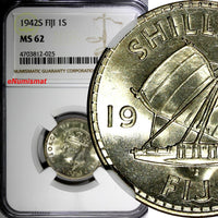 Fiji George VI Silver 1942 S 1 Shilling San Francisco NGC MS62 KM# 12a