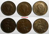 Great Britain George V Bronze LOT OF 3 COINS 1929-1934 Farthing HIGH GRADE KM825
