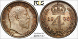 Great Britain Edward VII Silver 1903 4 Pence PCGS PL64 PROOFLIKE TONED KM#798