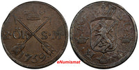 Sweden Adolf Frederick Copper 1759 2 Ore, S.M. Mintage-352,000 KM# 461 (9988)