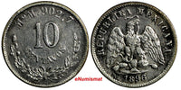 MEXICO Silver 1896 Mo M 10 Centavos VERY RARE KEY DATE KM# 401.2