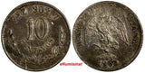 Mexico SECOND REP.Silver 1900 Zs Z 10 Centavos Zacatecas Mintage-219,000 KM404.3