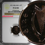 Ireland Republic Bronze PROOF 1971 1/2  Penny NGC PF64 RED 17.1mm   KM# 19