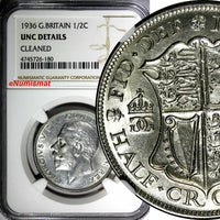 Great Britain George V Silver 1936 1/2 Crown NGC UNC DET. LAST YEAR TYPE KM# 835