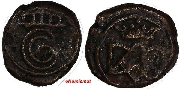 India-Danish,Tranquebar  Christian VI (1730-1746 ) Copper Cash 0,96 g. KM# 132